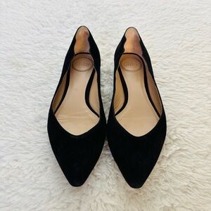 Chloe Black Suede Leather Back Scalloped Flat Shoes size EU 36.5 US 6